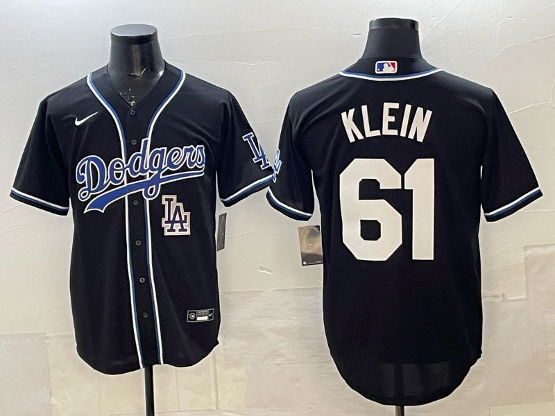 Men 2025 Nike Los Angeles Dodgers #61 Klein Black Game MLB Jersey 08